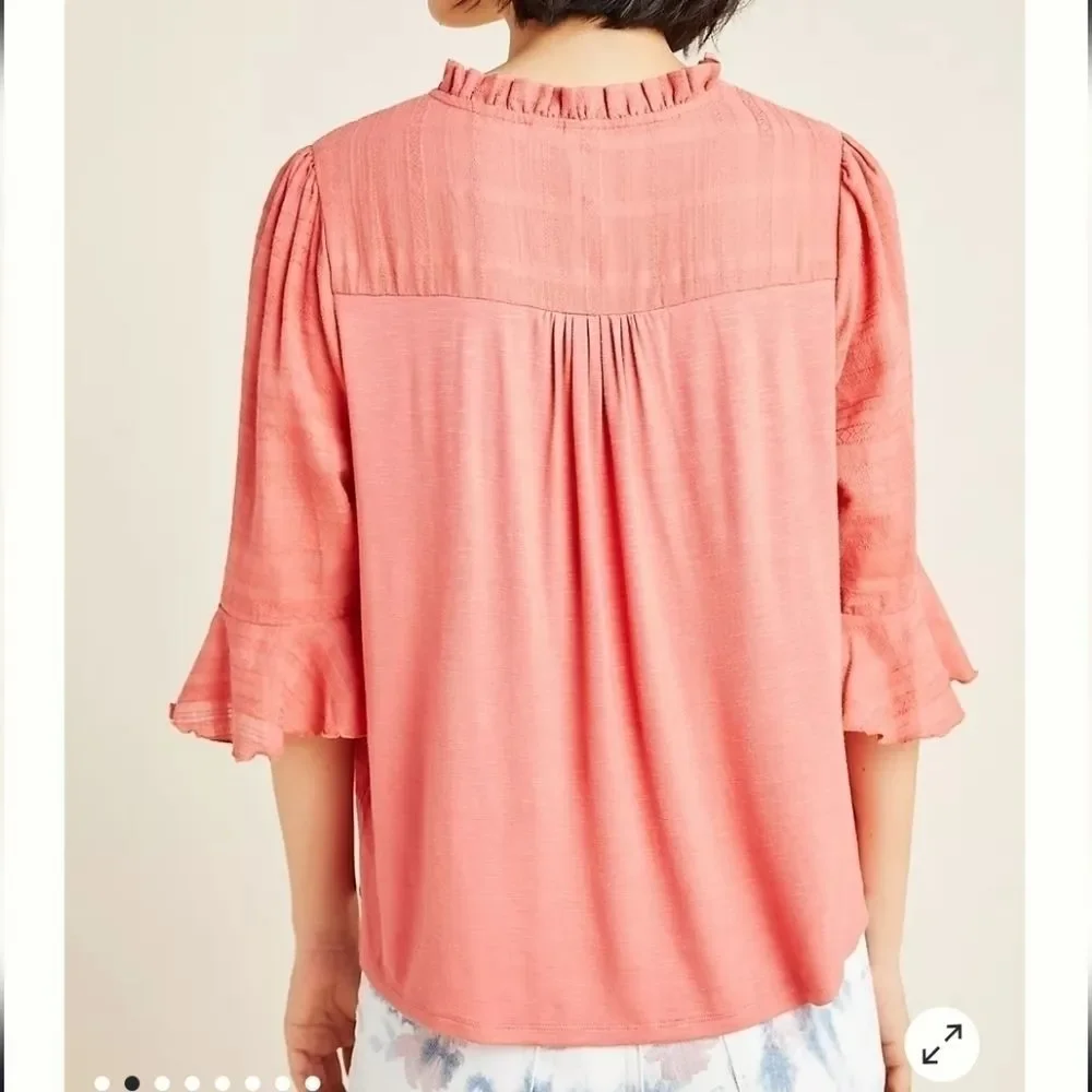 Dolan Tandy Ruffle Blouse Large - Picture 8 of 8